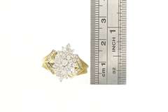 14K Yellow Gold 1.00 Ctw Marquise Diamond Cluster Statement Ring