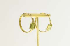18K Yellow Gold Princess Peridot Statement Hoop 30.0mm Earrings