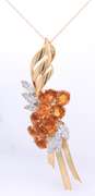 Majestic Yellow Gold Vintage Citrine and Diamond Pendant on Chain
