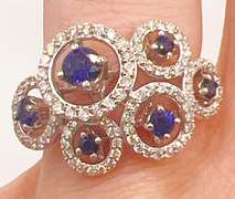 Gorgeous 14kt Solid White Gold, Blue Sapphire, & Diamond Ring