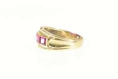 10K Yellow Gold 1950's Syn. Ruby Men's Ornate Statement Ring