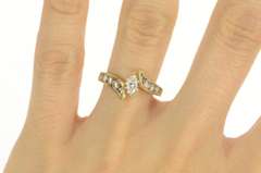14K Yellow Gold 0.87 Ctw Marquise Diamond Bypass Engagement Ring