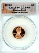 1996-S Lincoln Memorial Cent in ANACS PR70 DCAM