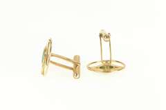 14K Yellow Gold 1960's Geometric Jade Ornate Retro Men's Cuff Links