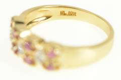 10K Yellow Gold Ruby Diamond Tiered Statement Band Ring