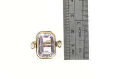 14K Yellow Gold Victorian Emerald Cut Amethyst Pearl Ring