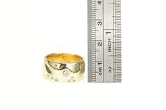 18K Yellow Gold Diamond Flush Freeform Statement Band Ring