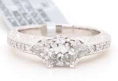 New 1.50ctw Princess Trillion and Round Diamond Straight Engagement Ring in Platinum