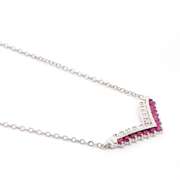 Plated Rhodium 0.73ctw Ruby and Diamond Pendant with Chain