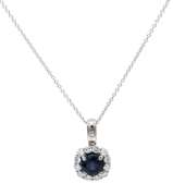 1.27ct Round Sapphire and 0.45ctw Diamond Frame Pendant Necklace in 14K