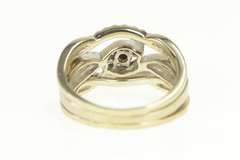14K White Gold 0.58 Ctw Black & White Diamond Wave Band Ring