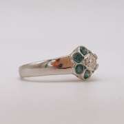 14kt Solid White Gold, Blue & White Diamond Ring