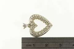 14K White Gold 1950's Diamond Heart Love Symbol Vintage Pendant