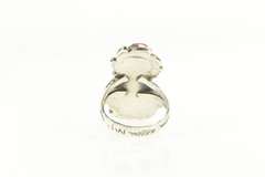Sterling Silver Native American Coral Turquoise Ornate Ring