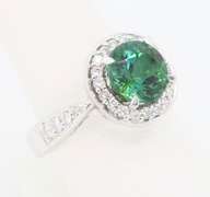 Rare Indicolite Tourmaline & Diamond Ring in 18k White Gold