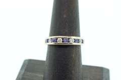 14kt Solid White Gold, Tanzanite, & Diamond Band Ring