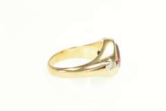 14K Yellow Gold 1960's Cushion Syn. Ruby 0.25 Ctw Diamond Ring