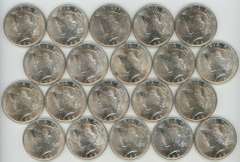 Choice BU Roll of 20 1923 Peace Silver Dollars