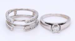 Brilliant White Gold Princess Cut Diamond and Diamond Wrap Engagement Ring
