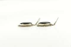 Sterling Silver Oval Black Onyx Rope Dangle Southwestern Earrings