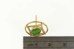 14K Yellow Gold 1960's Jade Oval Geometric Circle Lapel Pin/Brooch
