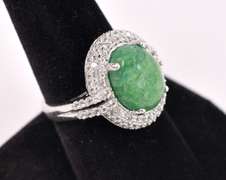 Brilliant  6.50 Emerald & 1.50CTW White Sapphire Ring in Sterling Silver