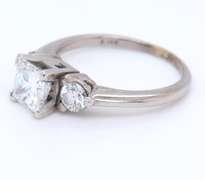 Dazzling White Gold Princess Cut with Round Brilliant Cut Diamond Ring