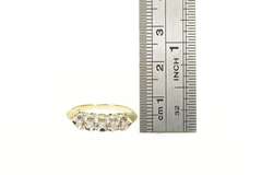 14K Yellow Gold 1950's Heart Five Diamond Wedding Band Ring