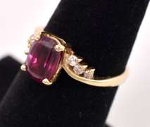 Ravishing Rhodolite Garnet and Diamond Ring in 14K Yellow Gold