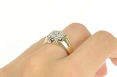 10K Yellow Gold 0.50 Ctw Diamond 1960's Floral Cluster Ring