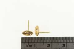 14K Yellow Gold Sand Dollar Sea Shell Diamond Cut Stud Earrings