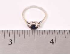 Dainty Sapphire and Diamond Ring in 14K White Gold