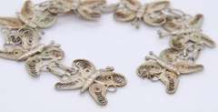 Vintage 925 Sterling Silver Filigree Butterfly Link Bracelet