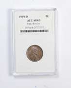 MS65 1919-D Lincoln Wheat Cent - Red/Brown - Graded ACC