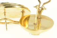 14K Yellow Gold Oval Diamond Puffy French Clip Statement Earrings