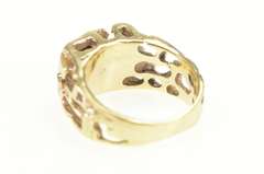 14K Yellow Gold 1960's Diamond Raw Textured Nugget Squared Ring