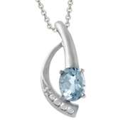Diamond Accented Blue Topaz Pendant in Sterling Silver