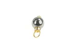 14K Yellow Gold Hematite Sphere Ball Rhinestone Slide Pendant