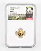 MS69 2002 China 20 Gold Yuan - Panda - Graded NGC