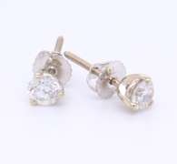 Elegant White Gold Enhanced Diamond Stud Earrings