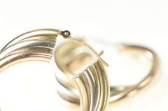 Sterling Silver 35mm Tri Tone Twist Statement Hoop Earrings