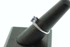 14kt Solid White Gold, Blue Sapphire, & Diamond Ring