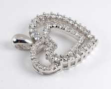 Romantic Entwined Hearts Diamond Pendant in 14K WG