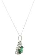 Incredible White Gold Green Tourmaline and Diamond Pendant on Chain
