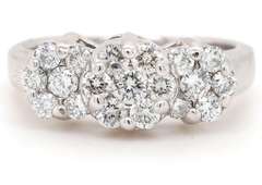 Gorgeous 0.50ctw Round Diamond Triple Cluster Ring in 14K