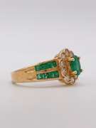 18kt Solid Yellow Gold, Emerald, and Diamond Ring