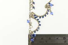 Sterling Silver Blue Beaded Fringe Scalloped Statement Necklace