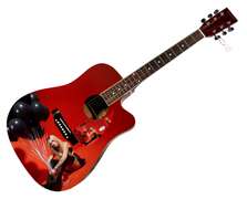 Avril Lavigne Love Sucks Album Signed Custom Graphics Photo Guitar ACOA