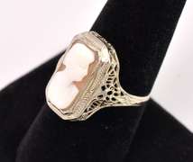 Lovely Vintage Cameo Ring in 14K White Gold