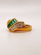 18kt Solid Yellow Gold, Emerald, and Diamond Ring